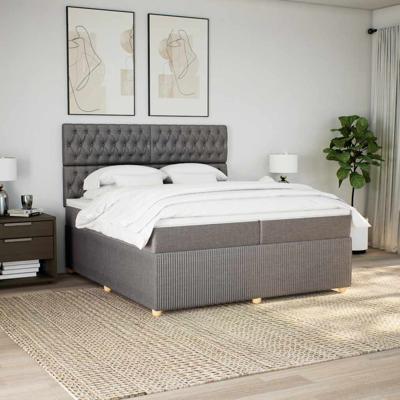 Boxspring met matras stof taupe 200x200 cm