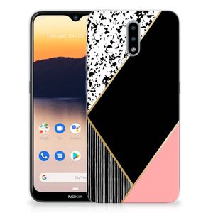 Nokia 2.3 TPU Hoesje Zwart Roze Vormen