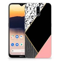 Nokia 2.3 TPU Hoesje Zwart Roze Vormen - thumbnail