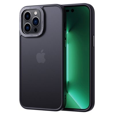 Lunso - iPhone 15 Plus - Back cover hoesje - Metalen ring Zwart