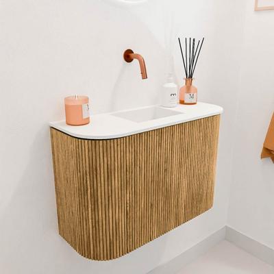 Toiletmeubel Mondiaz Joya | 63.2 cm | Meubelkleur Oak | Faye wastafel Talc Midden | Zonder kraangat(en) Toiletmeubel Mondiaz Joya | 63.2 cm | Meubelkleur Oak | Faye wastafel Talc Midden | Zonder kraangat(en)