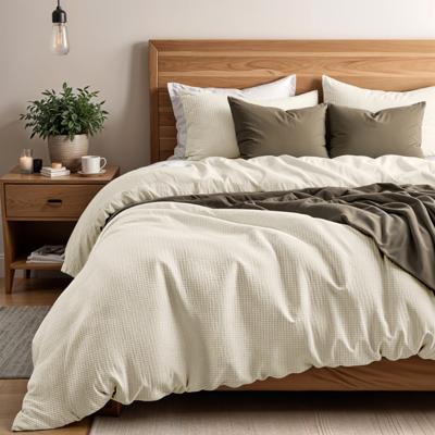 Dekbedovertrek Percale - Eenpersoons (140x200 cm) - Groen/ Taupe/ Grijs/ Creme/ Antraciet Percale katoen - Dessin: Luxe, Wafel - Primaviera Deluxe -