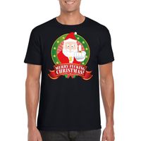 Foute Kerst t-shirt zwart Merry Fucking Christmas voor heren - thumbnail