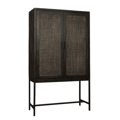RENEW Opbergkast 'Carini' Hout en Webbing, 190 x 110cm, kleur Zwart