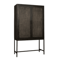 RENEW Opbergkast 'Carini' Hout en Webbing, 190 x 110cm, kleur Zwart