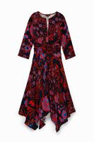 Boho midi-jurk met bloemenprint - ORANGE - 46 Boho midi-jurk met bloemenprint - ORANGE - 46