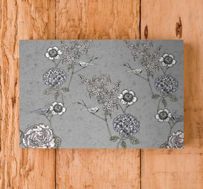 Vintage canvas schilderij Grijze vintage takjes met vogels