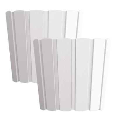 Set van 2x stuks wood-look plantenpot - dia 24 cm/hoogte 22 cm - parel wit - kunststof - binnen/buit