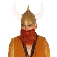 Vikingen/Noormannen verkleed set - 2 delig - heren - helm met hoorns - nep baard rood