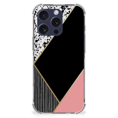 iPhone 16 Pro Max Shockproof Case Zwart Roze Vormen