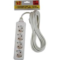 Benson Stekkerdoos - 2x - 4 stopcontacten - wit - randaarde - 5 meter snoer Benson Stekkerdoos - 2x - 4 stopcontacten - wit - randaarde - 5 meter snoer