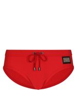 Dolce & Gabbana slip de bain à plaque logo - Rouge - thumbnail