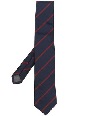 Brunello Cucinelli cravate en satin à rayures - Bleu