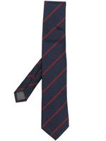 Brunello Cucinelli cravate en satin à rayures - Bleu