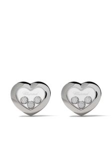 Chopard puces d'oreilles Happy Diamonds Icons en or blanc 18ct - Argent