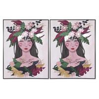 Schilderij DKD Home Decor 103 x 4,5 x 143 cm Blommor Scandinavisch (2 Stuks)