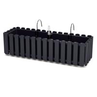 Fence-look plantenbak/bloembak - kunststof - 58 x 18 x 16 cm - antraciet - hangend