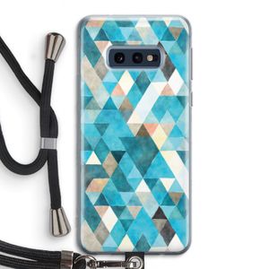 Gekleurde driehoekjes blauw: Samsung Galaxy S10e Transparant Hoesje met koord