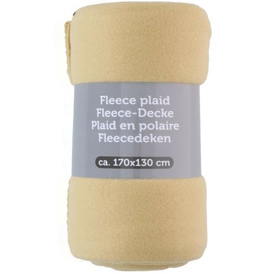 Polyester fleece deken/dekentje/plaid 170 x 130 cm licht geel