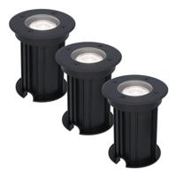 Set van 3 Maisy LED Grondspots Rond - Dimbaar - GU10 - 6500K daglicht wit - 4 Watt 345 Lumen - Rond - Ø12cm - Tuinspot - Oprit - Zwart - IP67 waterdicht