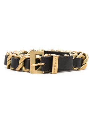 CHANEL Pre-Owned ceinture en cuir et chaîne à boucle (années 1990) - Noir