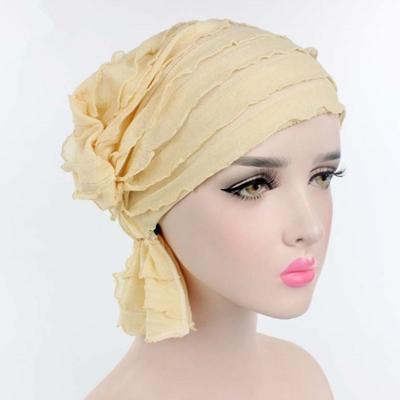Moslim stapelen GLB chiffon fold tulband GLB chemotherapie GLB (beige)