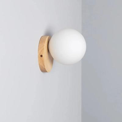 Minimalistische wandlamp hout met opaalglas G9 fitting &apos;Eline&apos;