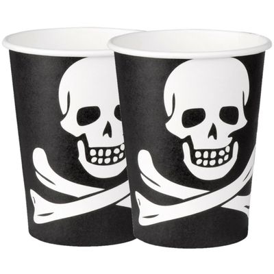 20x Papieren feestbekers piraten - verjaardag/thema feest - 200 ml