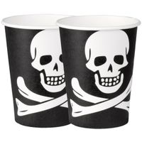 20x Papieren feestbekers piraten - verjaardag/thema feest - 200 ml