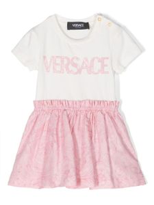 Versace Kids robe évasée à logo imprimé - Blanc