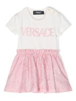 Versace Kids robe évasée à logo imprimé - Blanc