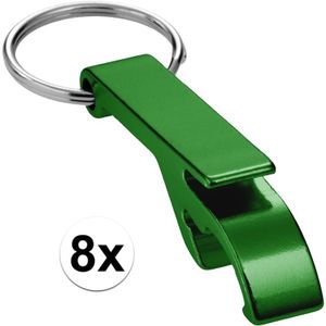 8x Flesopener sleutelhanger groen