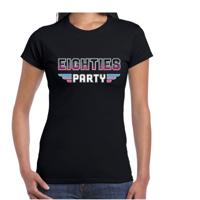 Eighties party feest t-shirt - zwart - voor dames - Jaren 80 - disco / feest outfit