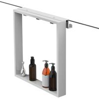 Fortifura Galeria schap met 4 haken - voor douchewand - 50x50x6.5cm - mat wit Z002matwit