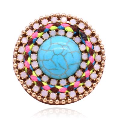 Handgemaakte verstelbare Ibiza ring multicolor met turkoois leer en touw