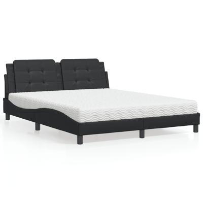 Bed met matras kunstleer zwart 160x200 cm