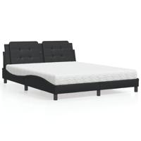 Bed met matras kunstleer zwart 160x200 cm