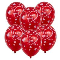 Valentijn ballonen set - 12x - I Love You - latex - 30 cm