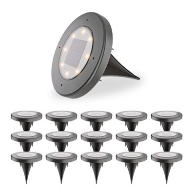Ellis 16x Solar grondspots - 8 LEDs - 3000K warmwit licht - IP65 waterdicht - Incl. schemerschakelaar - Zwart