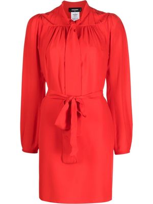 DSQUARED2 robe courte en soie à col lavallière - Rouge