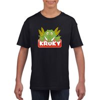 T-shirt zwart voor kinderen met Kroky de krokodil - thumbnail