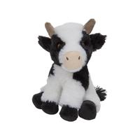 Nature Planet pluche knuffel Koe - 19 cm - zwart/wit - boerderij dieren knuffels