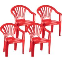 6x stuks kinderstoelen rood kunststof 35 x 28 x 50 cm