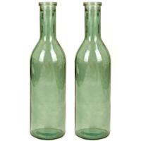Flesvaas groot - Set van 2x stuks - Rioja - groen - eco glas - 18 x 75 cm