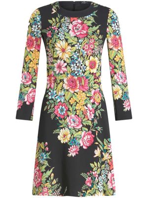 ETRO robe fleurie à manches longues - Noir