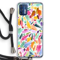 Watercolor Brushstrokes: Motorola Moto G9 Plus Transparant Hoesje met koord