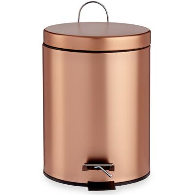 Pedaalemmer/vuilnisbak - metaal - 5 liter inhoud - koper kleur - 27 x 16 cm