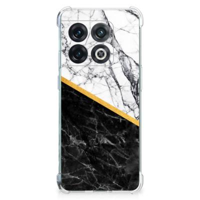OnePlus 10 Pro Anti-Shock Hoesje Marmer Wit Zwart - Origineel Cadeau Man OnePlus 10 Pro Anti-Shock Hoesje Marmer Wit Zwart - Origineel Cadeau Man