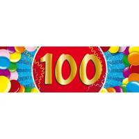 100 jaar leeftijd sticker - 19 x 6 cm - 100 jaar verjaardag - jubileum - versiering
