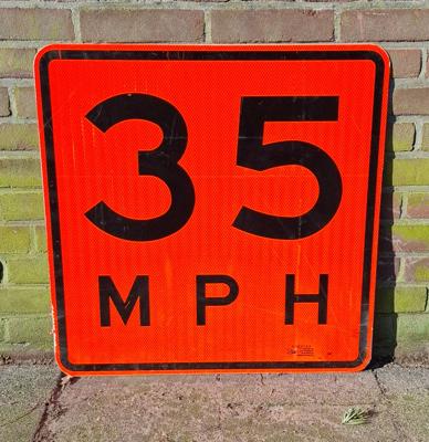 35MPH Amerikans Verkeersbord - 61 x 61cm - Origineel